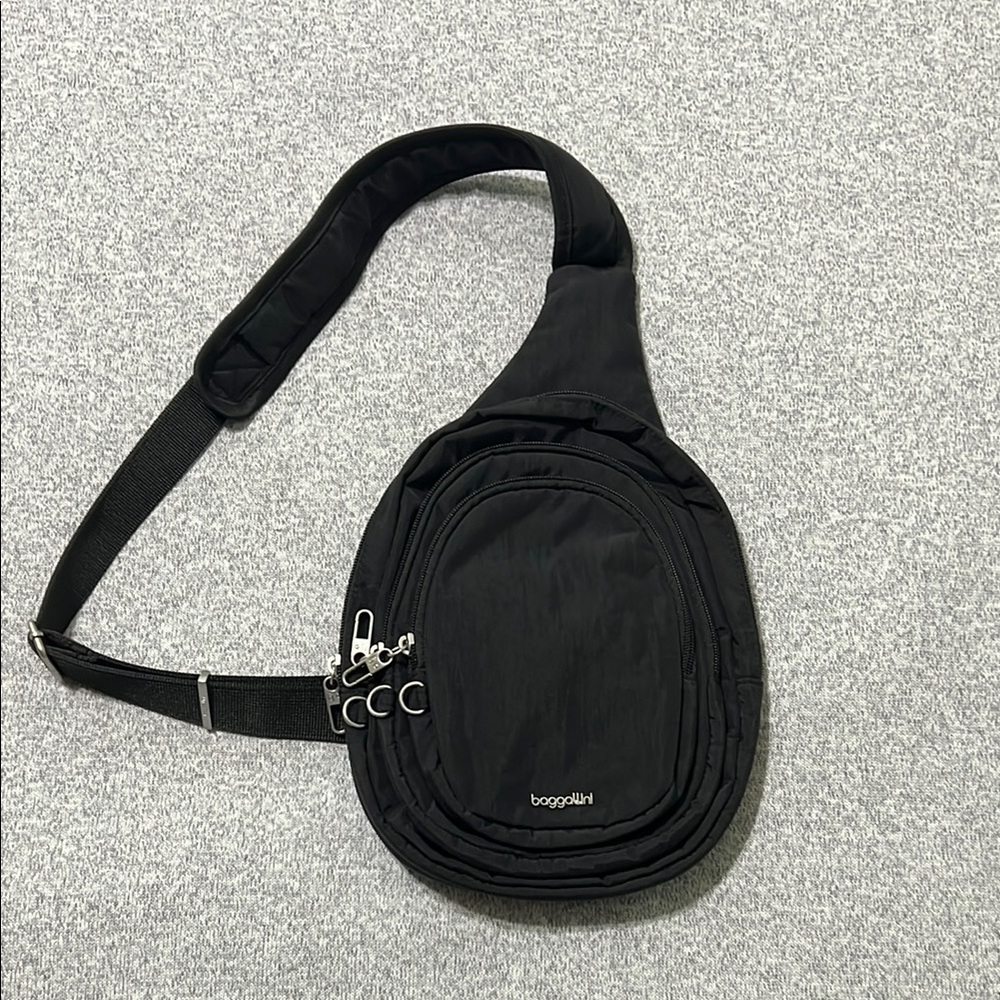 Baggallini Securtex Anti-Theft Multi Zip Sling Bag